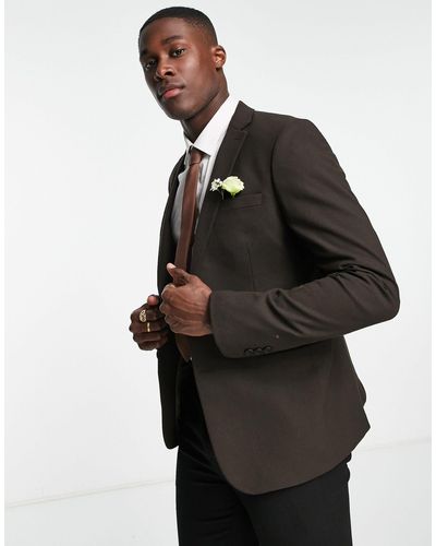 Bolongaro Trevor Wedding Plain Skinny Suit Jacket - Black