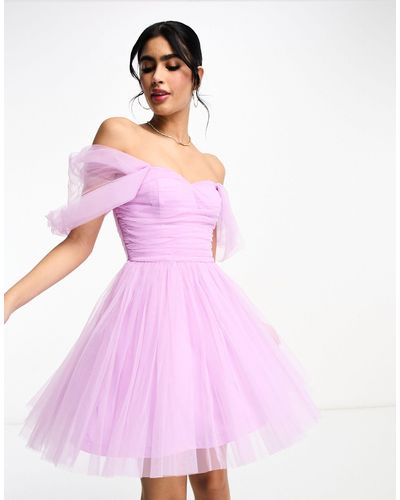 LACE & BEADS Exclusive Wrapped Tulle Mini Dress - Pink