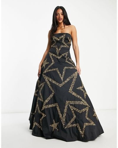 LACE & BEADS Exclusivité - - robe longue avec étoiles ornementées - Noir