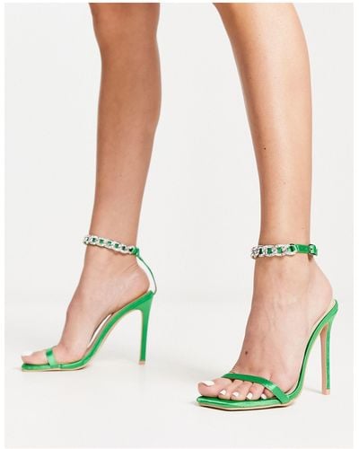 Raid Revvy Heeled Sandals With Embellished Ankle Strap - White