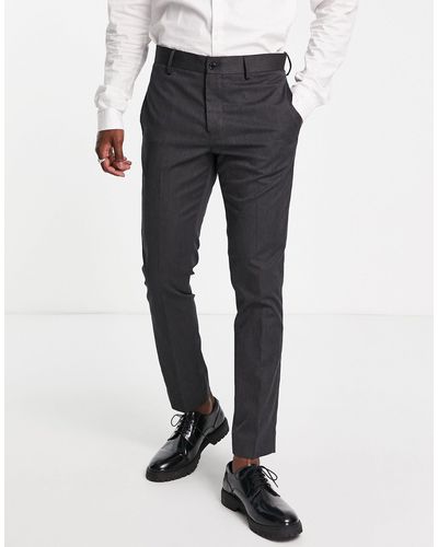 Bolongaro Trevor Wedding Plain Skinny Suit Trousers - Grey