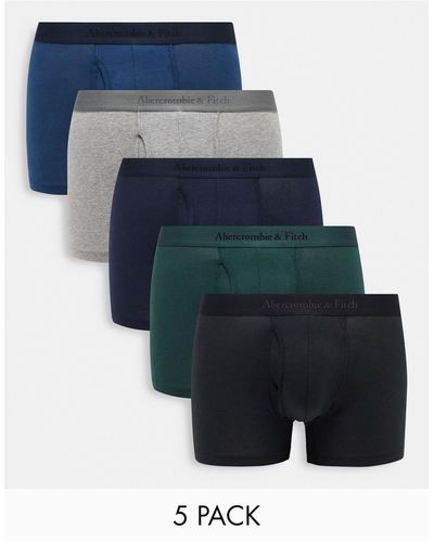 Abercrombie & Fitch Confezione da 5 paia di boxer aderenti con elastico con logo - Blu