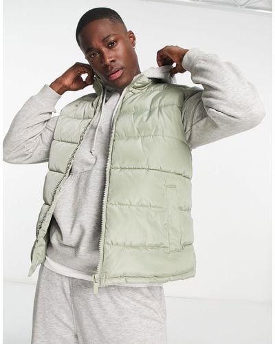New Look Funnel Neck Puffer Gilet - Green