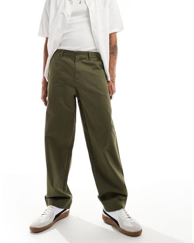 Fred Perry Straight Leg Twill Trousers - Green