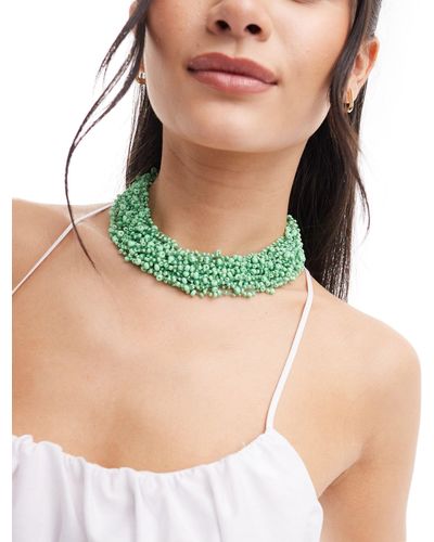 Accessorize Beaded Statement Necklace - Green