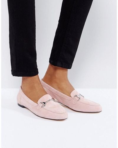 Office Blush Suede Loafers - Pink