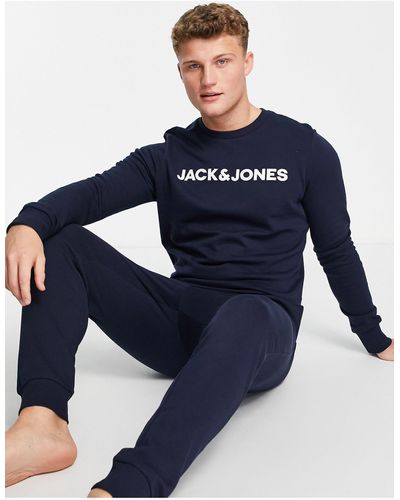Jack & Jones Loungeset Van Sweatshirt En joggingbroek - Blauw