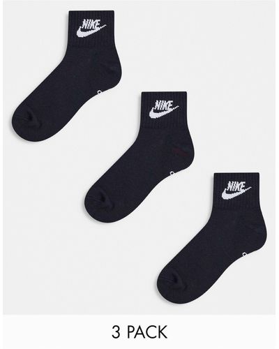 Nike Everyday essential - confezione da 3 paia di calzini alla caviglia neri e bianchi - Blu