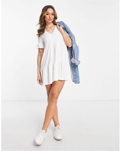 Rebellious Fashion Mini Smock Dress - White