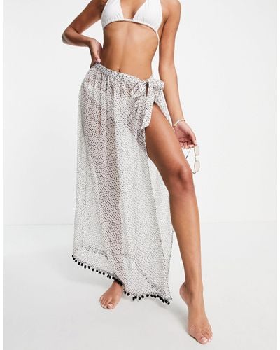 Brave Soul Beach Skirt With Tie Front - White