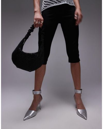 TOPSHOP Solane Diamante Shoulder Bag With Ruched Handle - Black