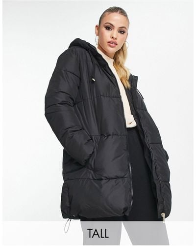 New Look Mid Length Hooded Puffer Coat - Black