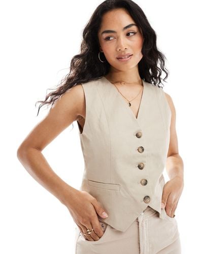 SELECTED Femme Linen Touch Waistcoat - White