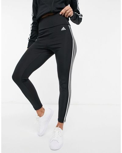 adidas Originals Adidas - Training - Designed To Move - 7/8e legging Met 3 Stripes En Hoge Taille - Zwart