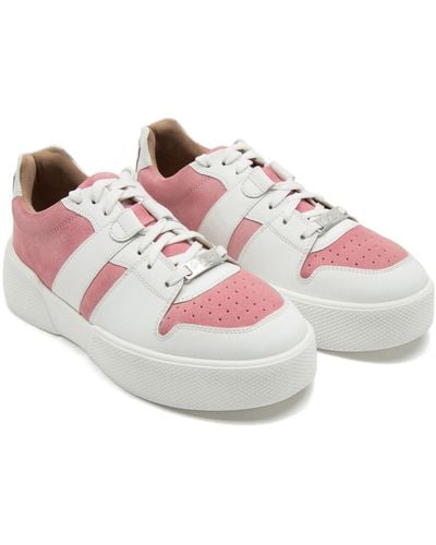 OFF THE HOOK Oval Lightweight Walking Leather Lace-up Trainers Shoes - Pink