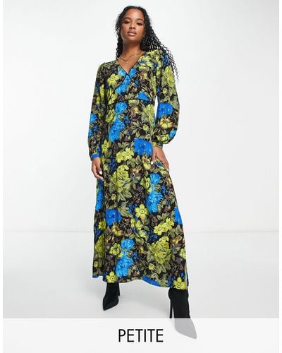Y.A.S Petite Midi-jurk Met Lange Mouwen En Bloemenprint - Wit