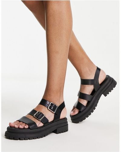 Schuh – tyla – klobige sandalen aus schwarzem leder - Weiß