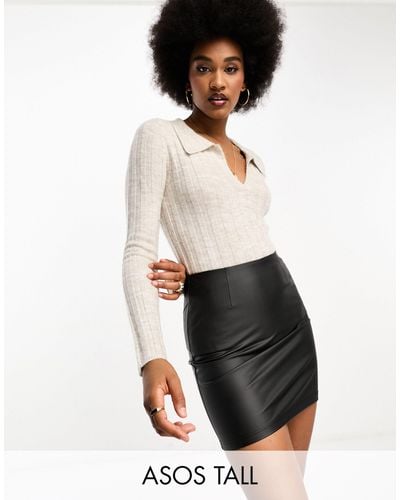 ASOS Asos Design Tall Leather Look Mini Skirt - White