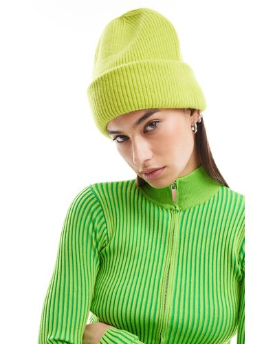 Monki Knitted Beanie Hat - Green