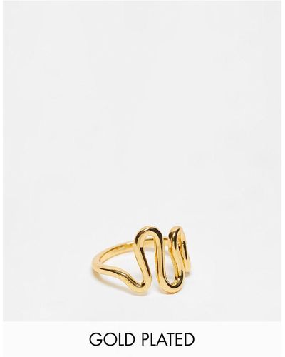 ASOS 14k Vergulde Ring Met Kronkelend Ontwerp - Zwart