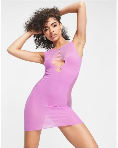 Ann Summers Monte Carlo Knitted Cutout Front Dress With Heart Gem Detail - Pink
