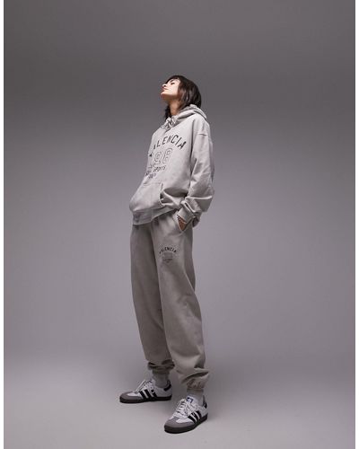 TOPSHOP Graphic Valencia Oversized Trackies - Grey