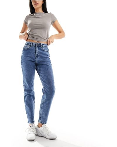 Noisy May Moni - jean droit à taille haute - moyen délavé - Bleu