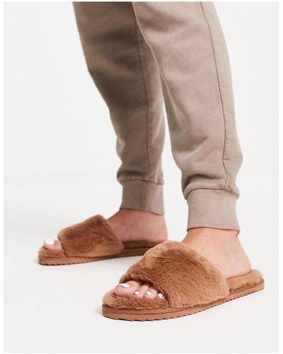 Abercrombie & Fitch Gilly Hicks - Pluizige Slippers - Bruin