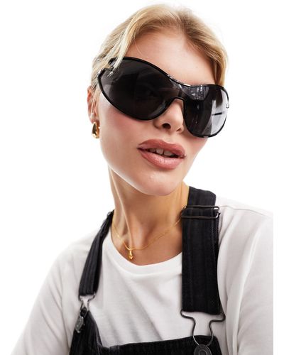 Weekday Fly - occhiali da sole a mascherina oversize neri - Nero
