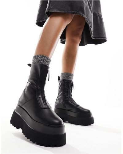 ASOS Atomic Chunky Zip-front Boots - Black