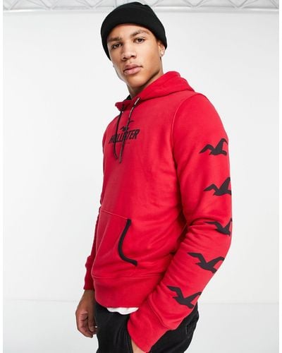 Hollister Sport Sleeve Logo Hoodie - Red