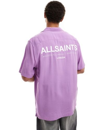AllSaints Access Underground Short Sleeve Shirt - Purple