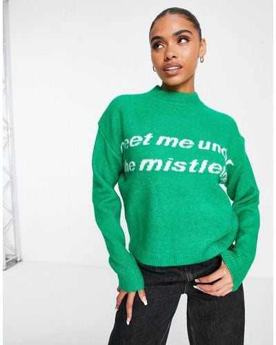 Missguided Under The Mistletoe Sweater - Green