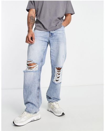 River Island baggy Ripped Jeans - Blue