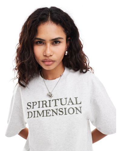 Urban Revivo Spiritual Dimension Slogan Oversized T-shirt - White