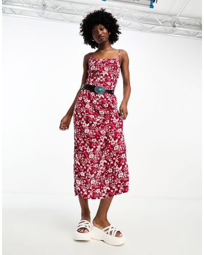 Motel Bold Floral Cami Maxi Dress - Red