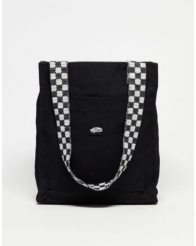 Vans Midi Tote Bag With Checker Board Strap - Black