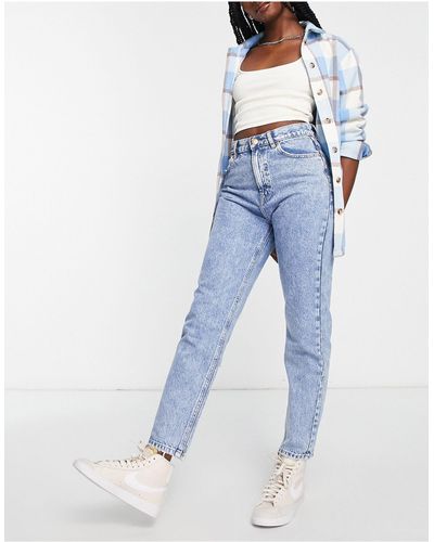 Pull&Bear Mom Jeans Met Hoge Taille - Blauw