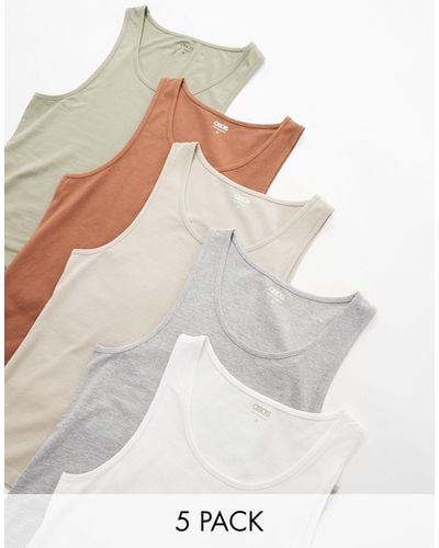 ASOS 5 Pack Muscle Vests - White