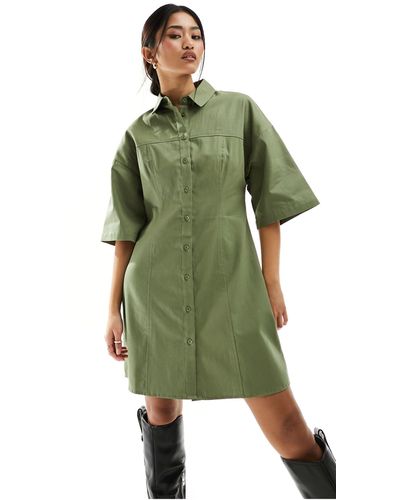 ASOS Twill Mini Shirt Dress - Green