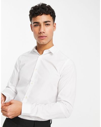 French Connection Skinny Fit Poplin Overhemd Met Stretch - Wit