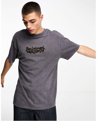 Reclaimed (vintage) T-shirt grigio antracite slavato con logo applicato