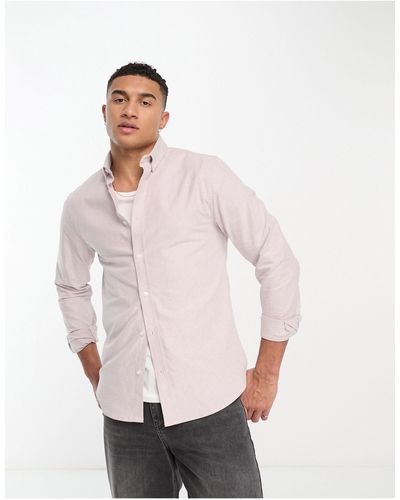 River Island Camicia oxford elegante a maniche lunghe color pietra - Rosa