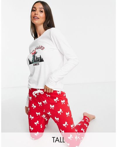 Threadbare Tall - Kerstmis - Varsity Lapland - Pyjama - Rood