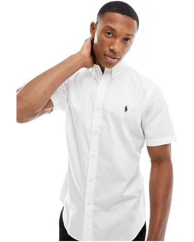 Polo Ralph Lauren Icon Logo Short Sleeve Twill Shirt Slim Fit - White