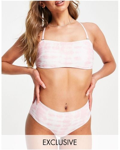 Pieces Exclusive High Waisted Bikini Bottoms - Pink
