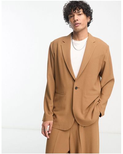 ASOS Relaxed Oversized Soft Tailored Suit Jacket - Brown
