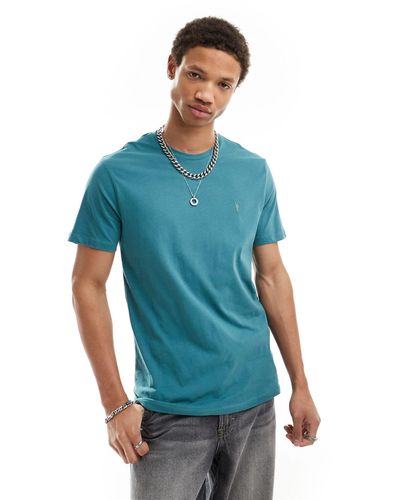 AllSaints – brace – t-shirt aus gebürsteter baumwolle - Blau
