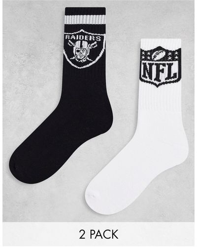 Jack & Jones 2 Pack Socks With Raiders Nfl Print - Black