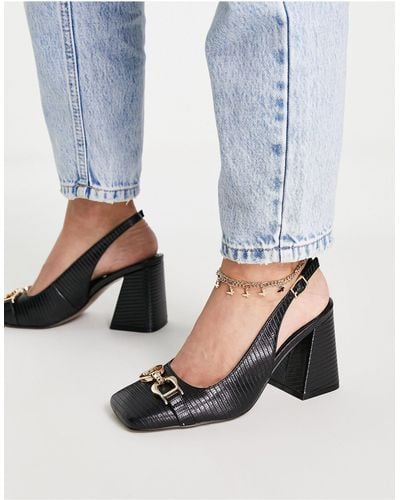 ASOS Stable Snaffle Detail Slingback Heeled Shoes - Black